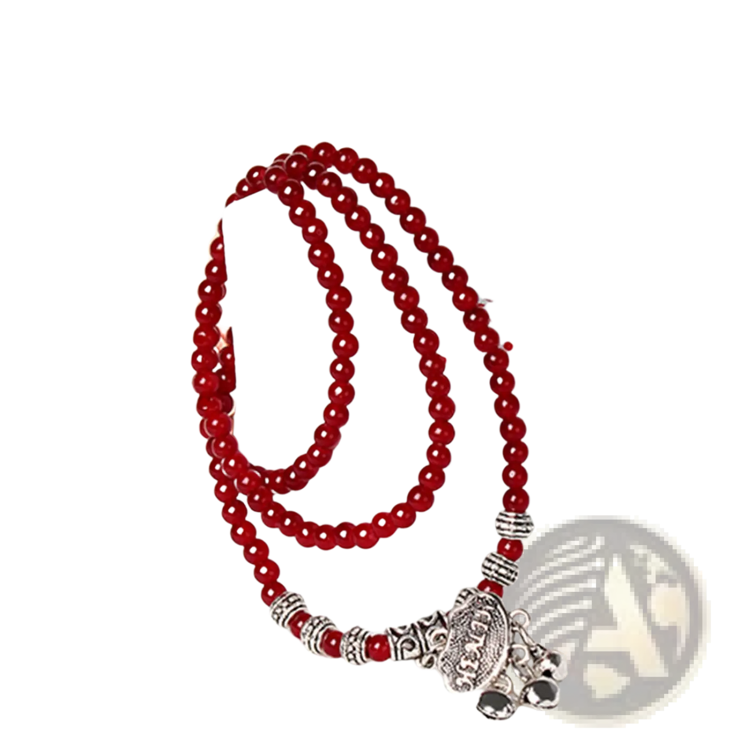 Red Agate Good Luck Bracelet with Engraved Protect Charm