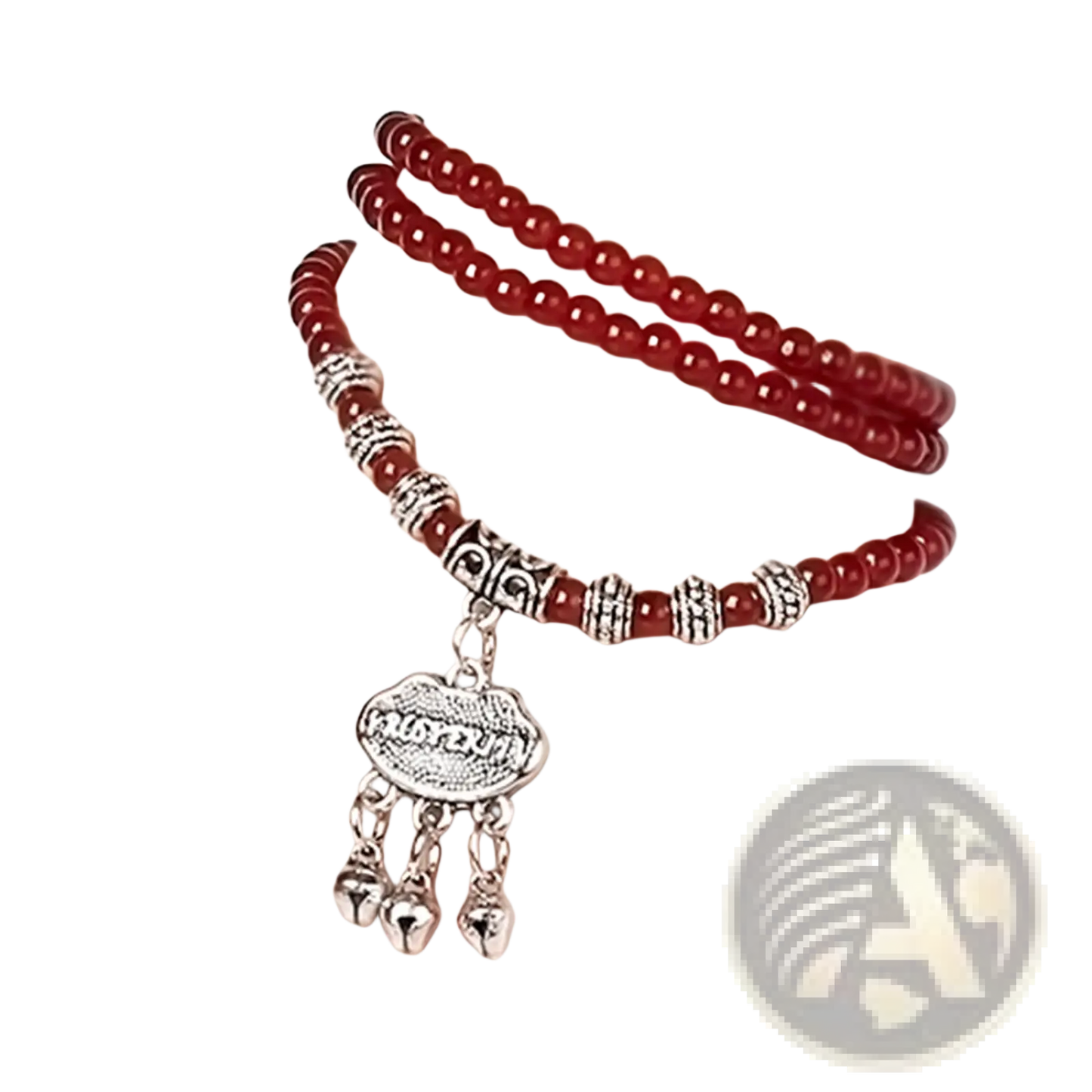Red Agate Good Luck Bracelet with Engraved Protect Charm