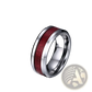 Red Wood and Zircon Inlay Couple Wedding Ring Set
