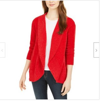 Cardigan feminino com gola xale e frente aberta, tamanho médio, vermelho, estilo &amp; co