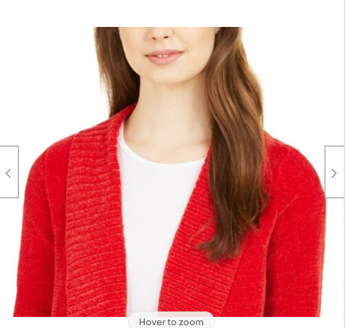 Cardigan feminino com gola xale e frente aberta, tamanho médio, vermelho, estilo &amp; co