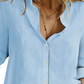 Relaxed Fit Textured Linen Long Sleeve Button Up Shirt