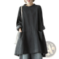 Retro Artistic Plus Size Dark Gray Denim Tunic Dress