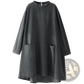 Retro Artistic Plus Size Dark Gray Denim Tunic Dress