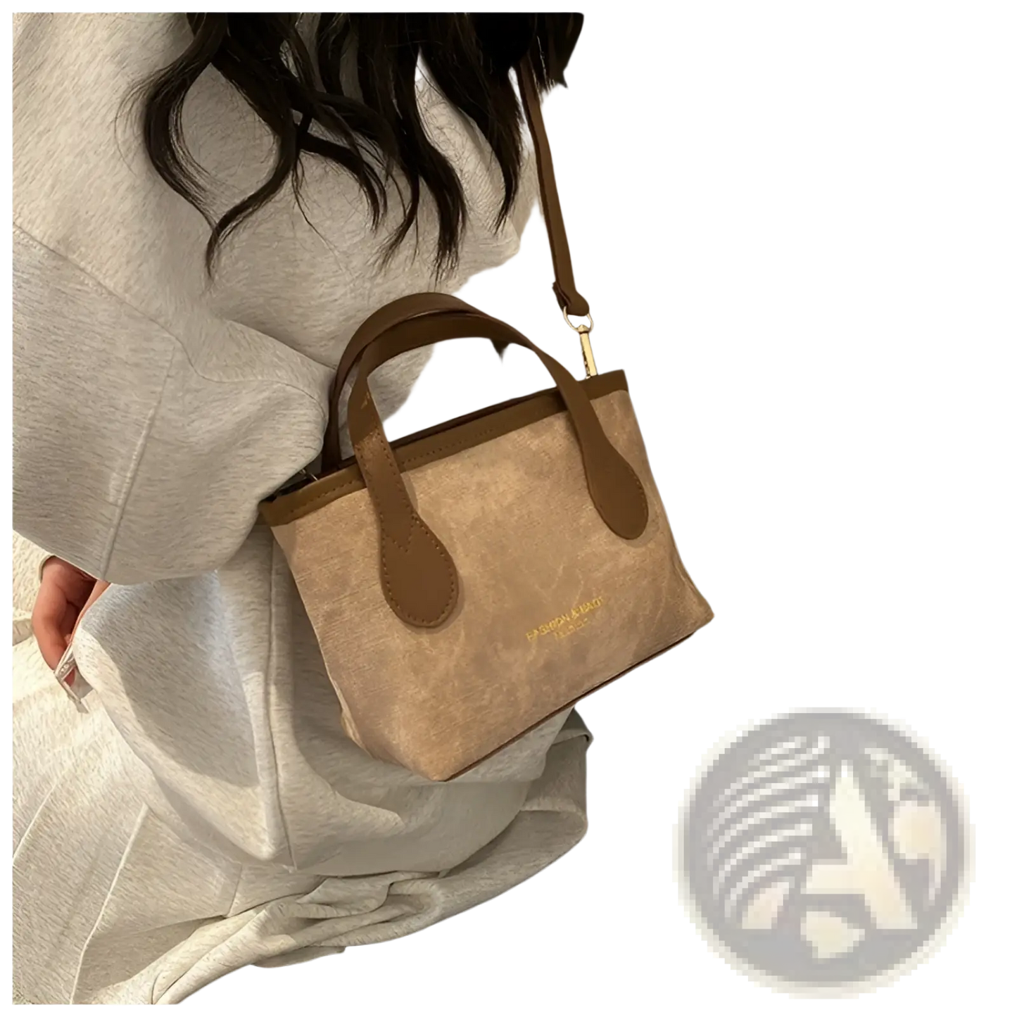 Retro Bucket Bag Textured Canvas Shoulder Handbag