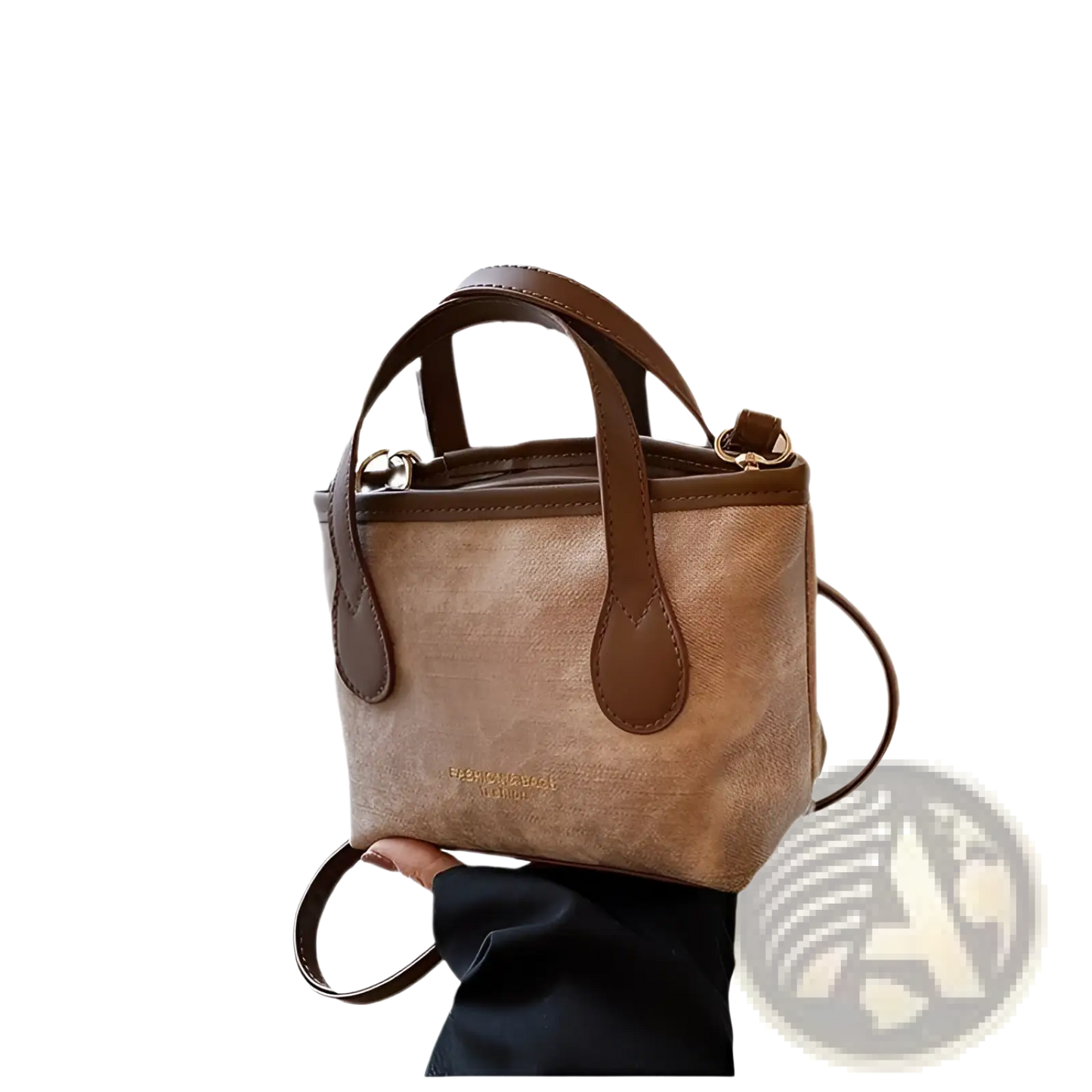 Retro Bucket Bag Textured Canvas Shoulder Handbag