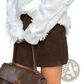Retro Corduroy Mini Skirt with Matching Belt