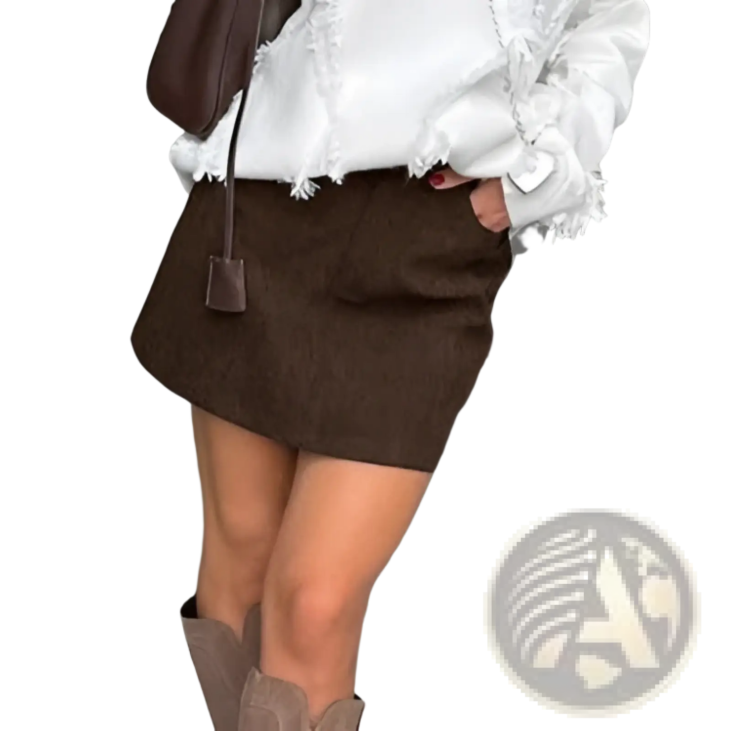Retro Corduroy Mini Skirt with Matching Belt