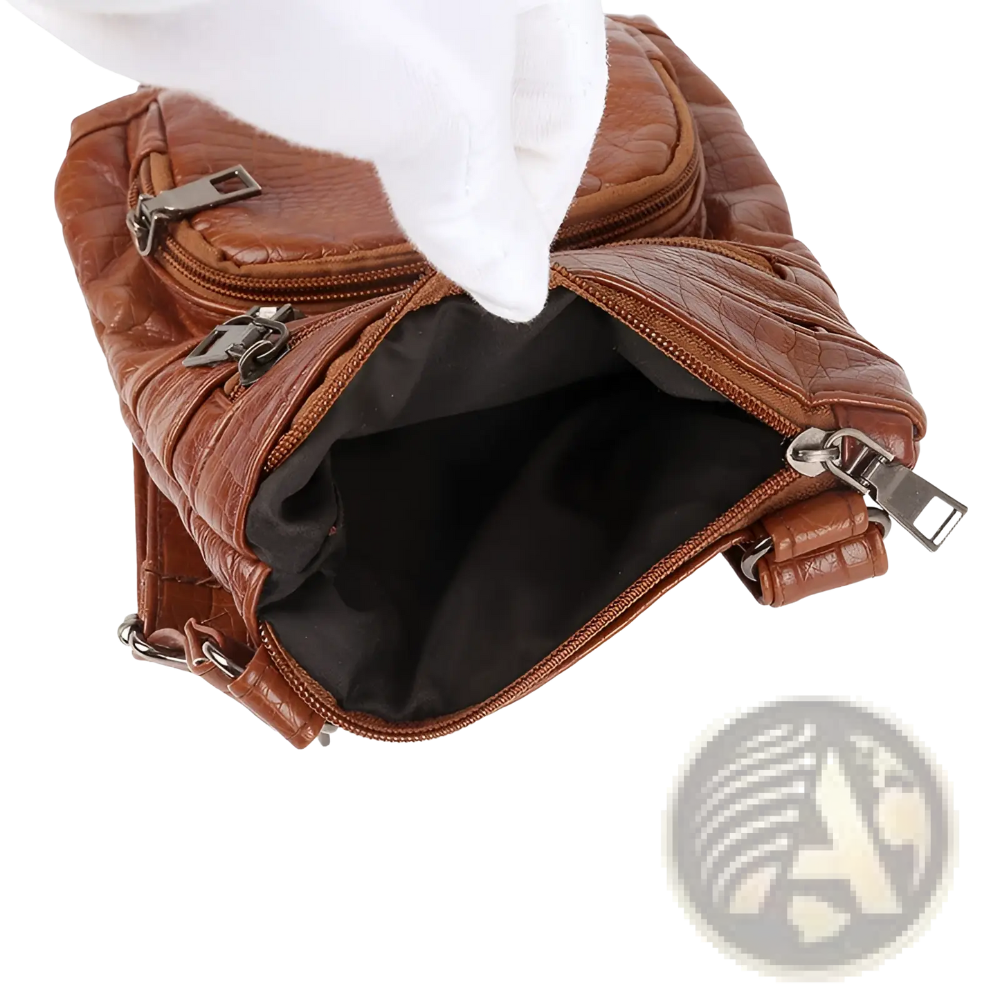 Retro Crocodile Textured Soft Leather Crossbody Bag
