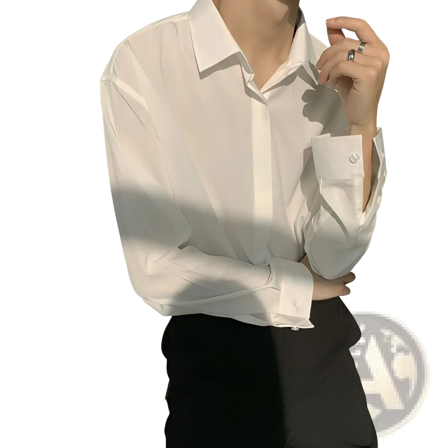 Retro Drape Wrinkle Resistant Satin Button Down Shirt