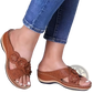 Retro Floral Leather Wedge Sandals and Slides