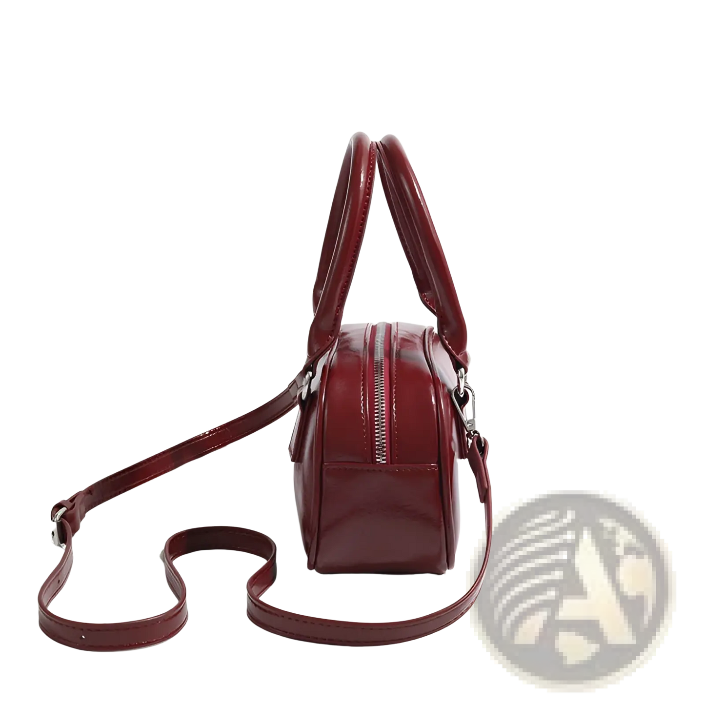 Retro Glossy Pu Leather Small Square Handbag 20cm