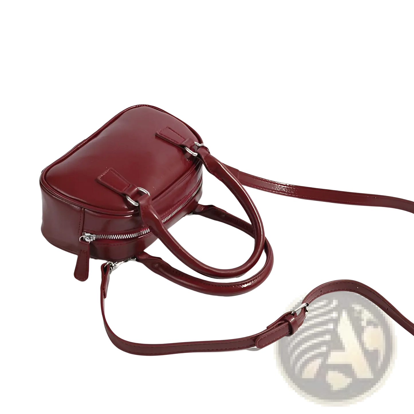 Retro Glossy Pu Leather Small Square Handbag 20cm