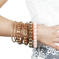 Retro Gold and Pink Rhinestone Bangle Bracelet Set