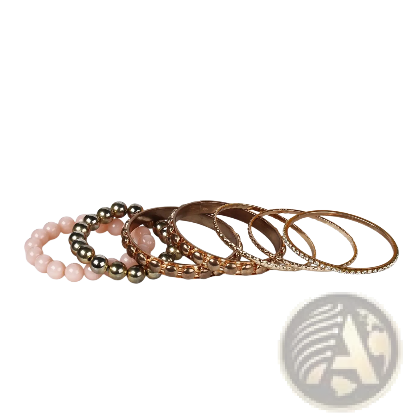 Retro Gold and Pink Rhinestone Bangle Bracelet Set