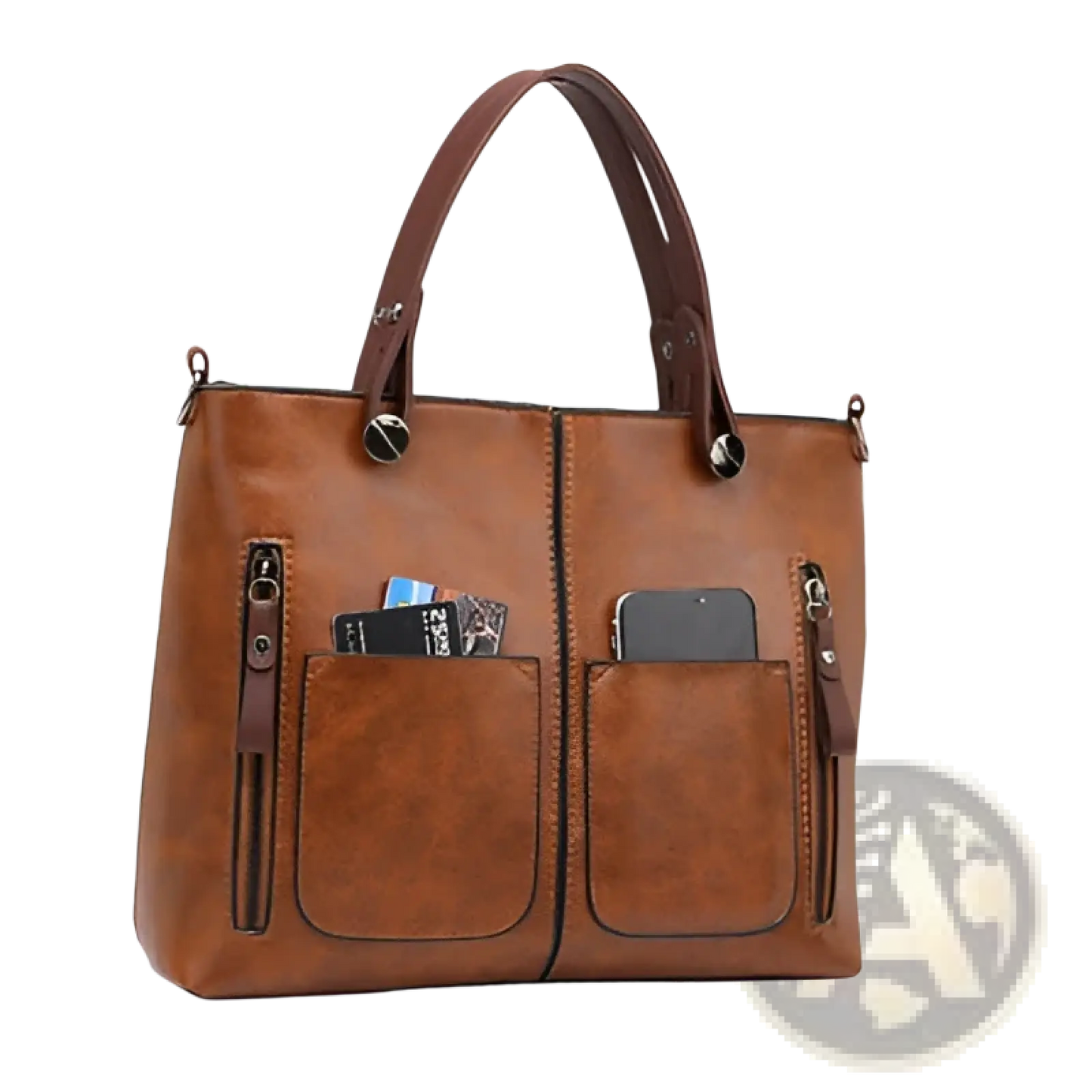 Retro Large Capacity Leather Tote Crossbody Bag