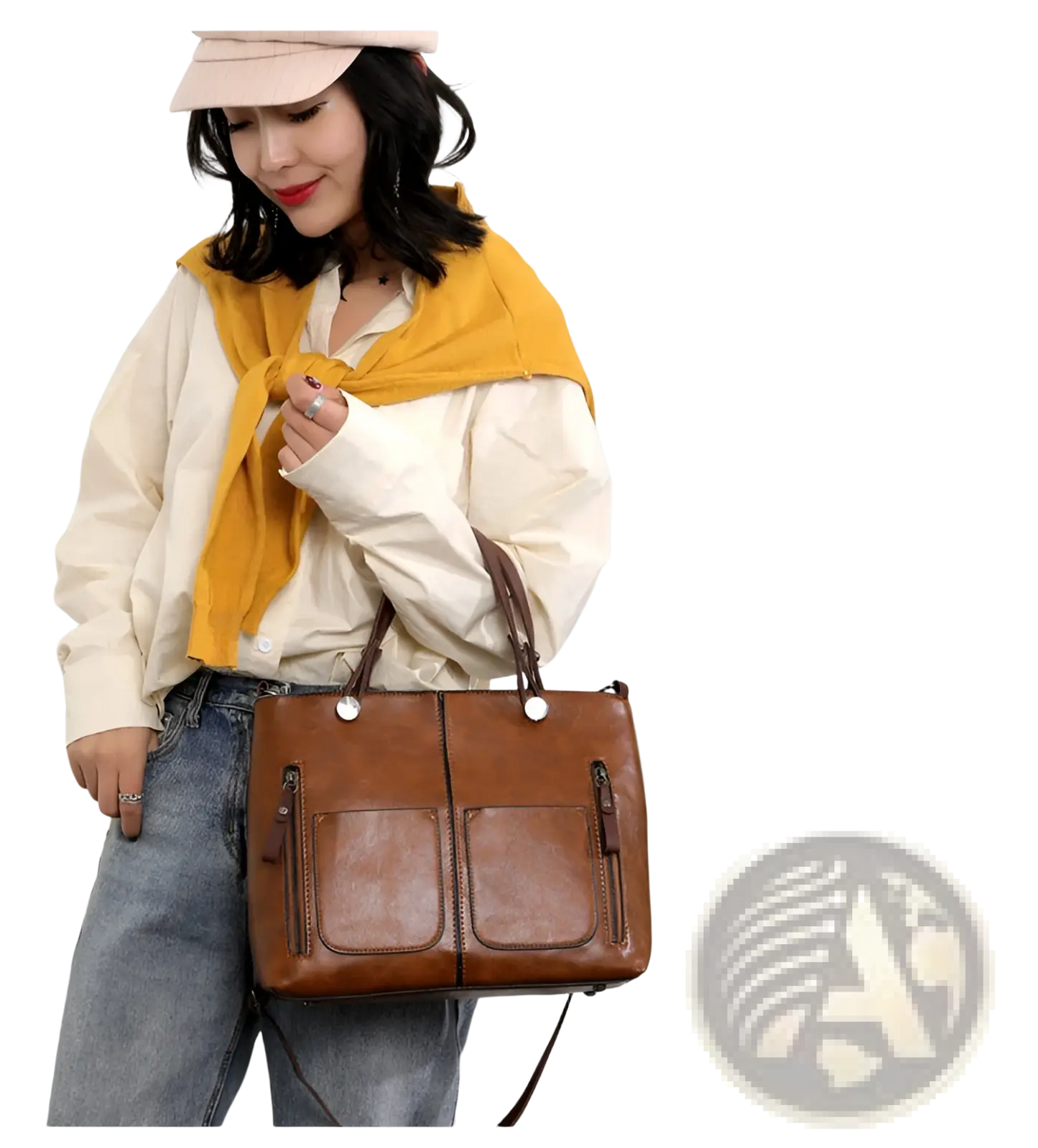 Retro Large Capacity Leather Tote Crossbody Bag