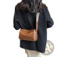 Retro Leather Crossbody Bag with Patterned Strap