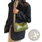 Retro Leather Crossbody Bag with Patterned Strap