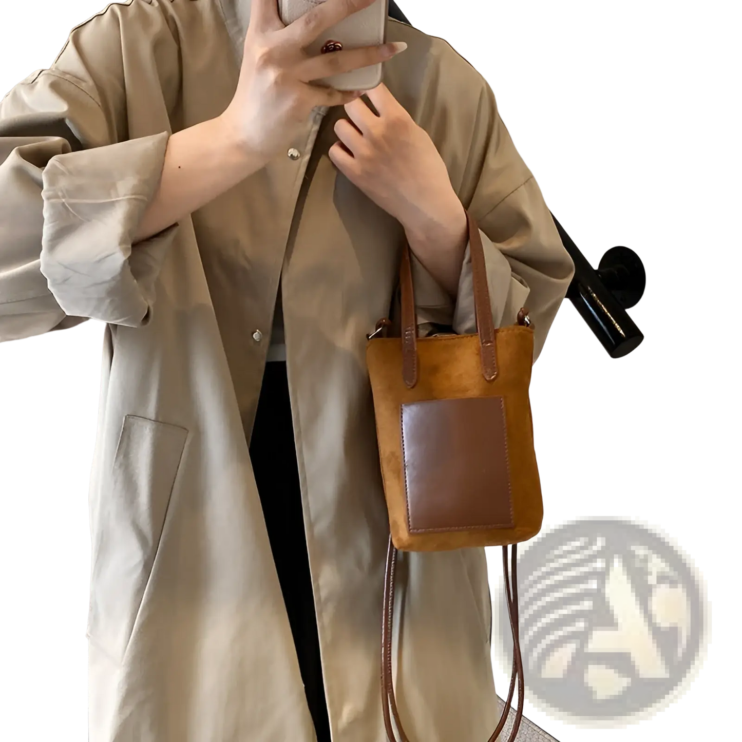 Retro Leopard Print Suede Mini Bucket Crossbody Bag