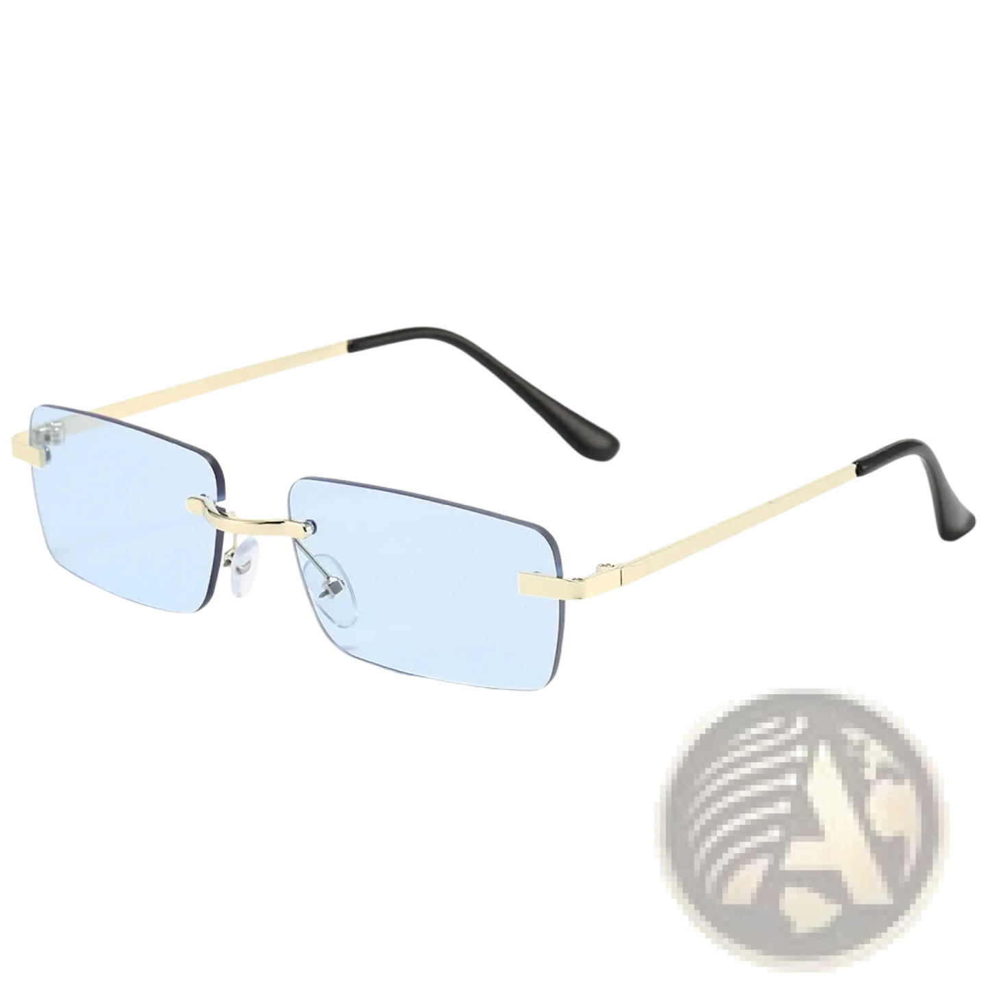 Retro Rimless Square Gold Trim Sunglasses 6 Pack