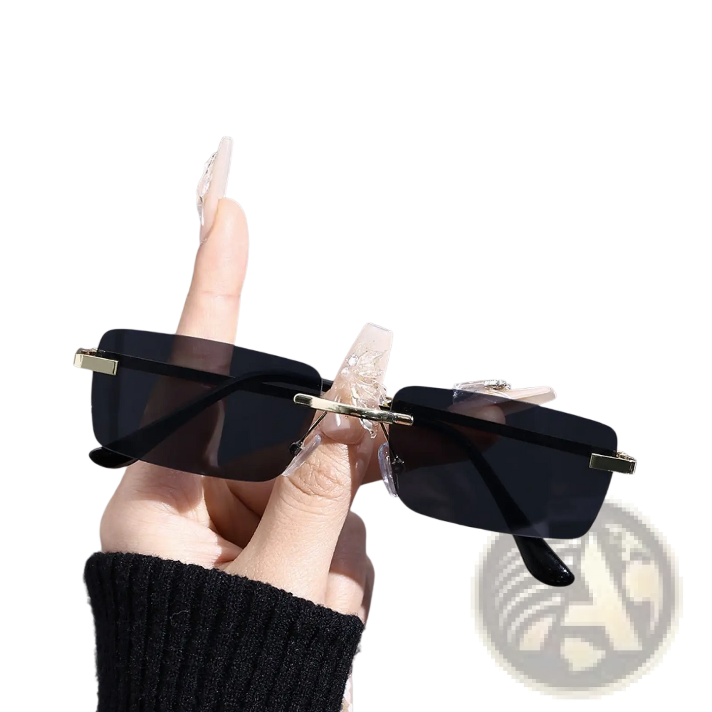 Retro Rimless Square Gold Trim Sunglasses 6 Pack