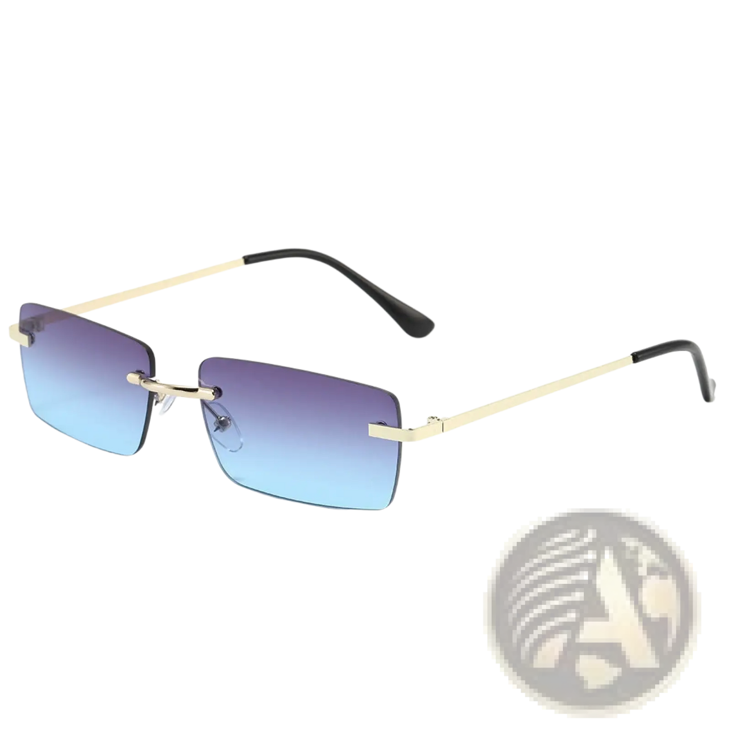 Retro Rimless Square Gold Trim Sunglasses 6 Pack