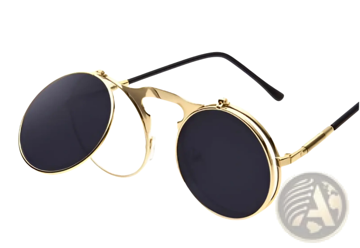 Retro Round Flip Up Polarized Metal Sunglasses