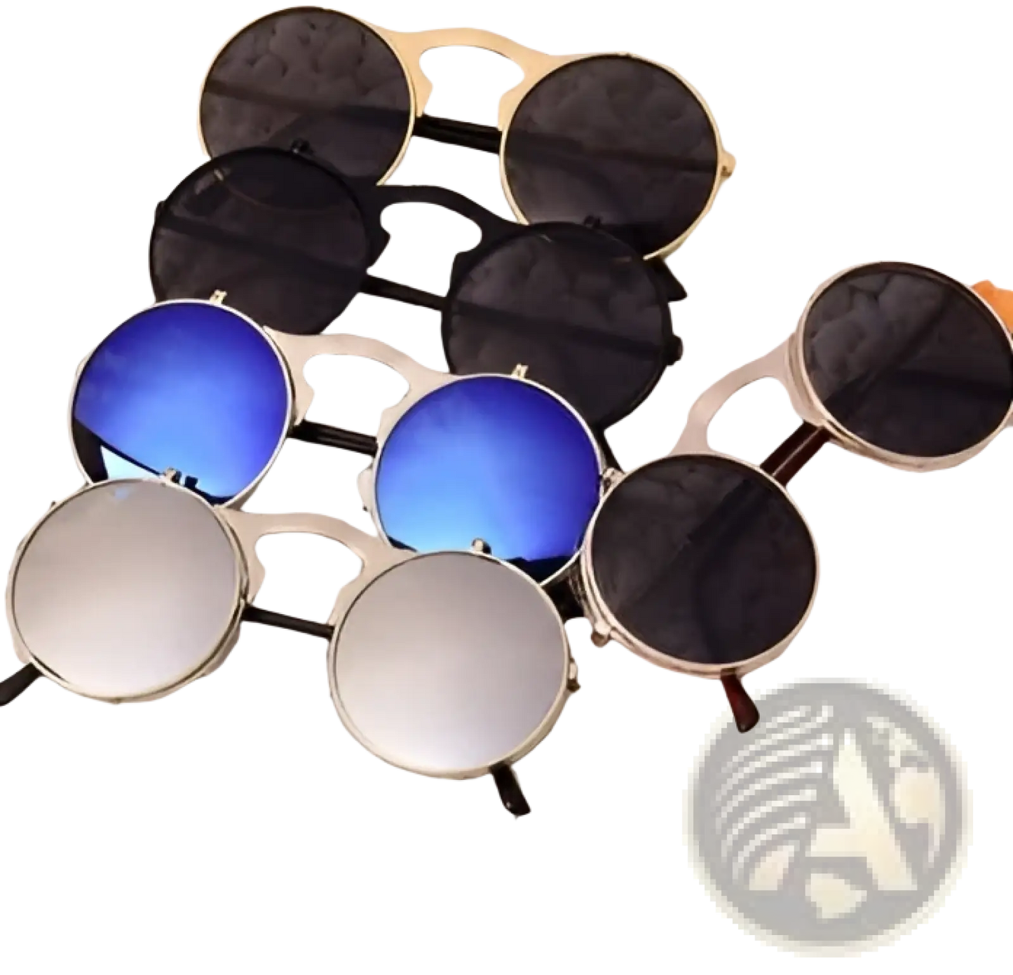 Retro Round Flip Up Polarized Metal Sunglasses
