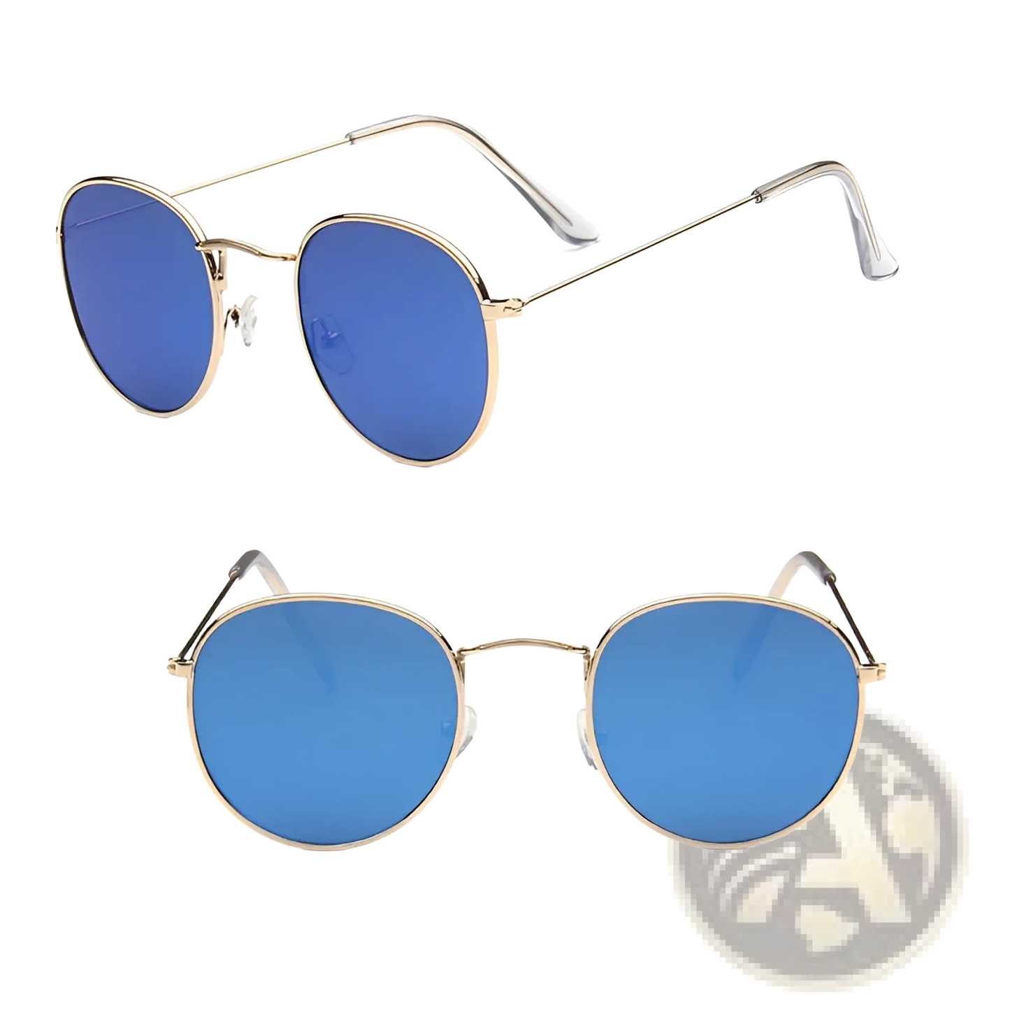 Retro Round Gold Metal Mirrored Sunglasses