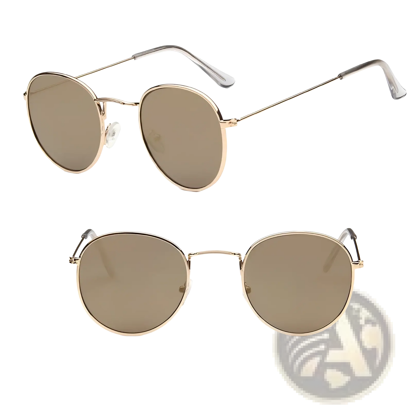 Retro Round Gold Metal Mirrored Sunglasses