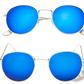 Retro Round Gold Metal Mirrored Sunglasses