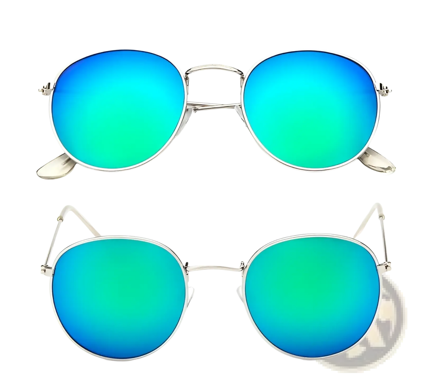 Retro Round Gold Metal Mirrored Sunglasses