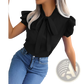 Retro Ruffled Bowknot Short Sleeve Blouse