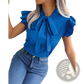 Retro Ruffled Bowknot Short Sleeve Blouse