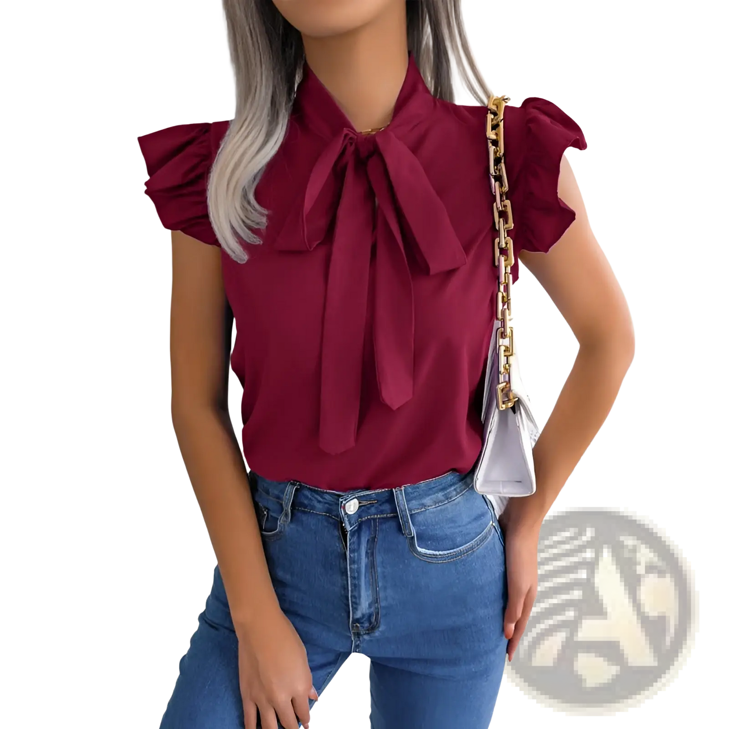 Retro Ruffled Bowknot Short Sleeve Blouse