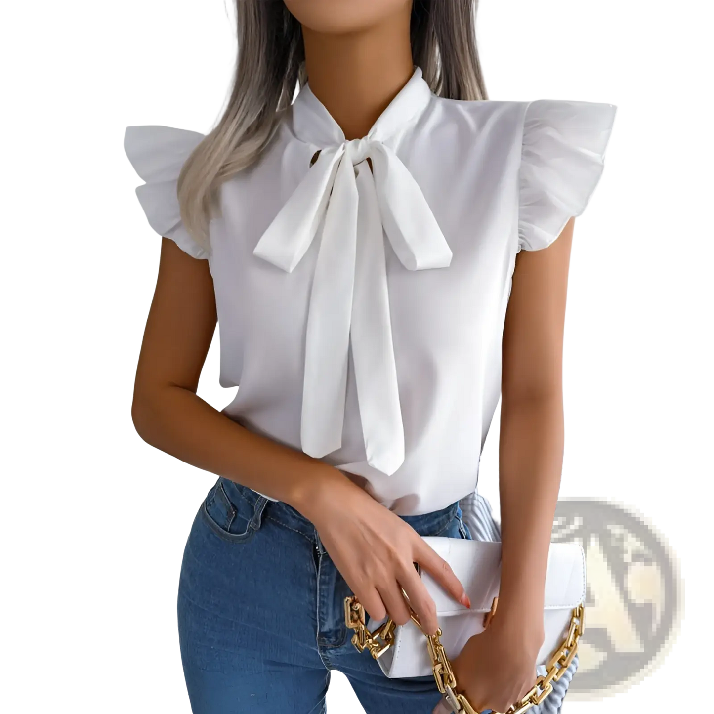 Retro Ruffled Bowknot Short Sleeve Blouse