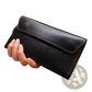 Retro Slim Cowhide Leather Flap Wallet with Contrast Stitching