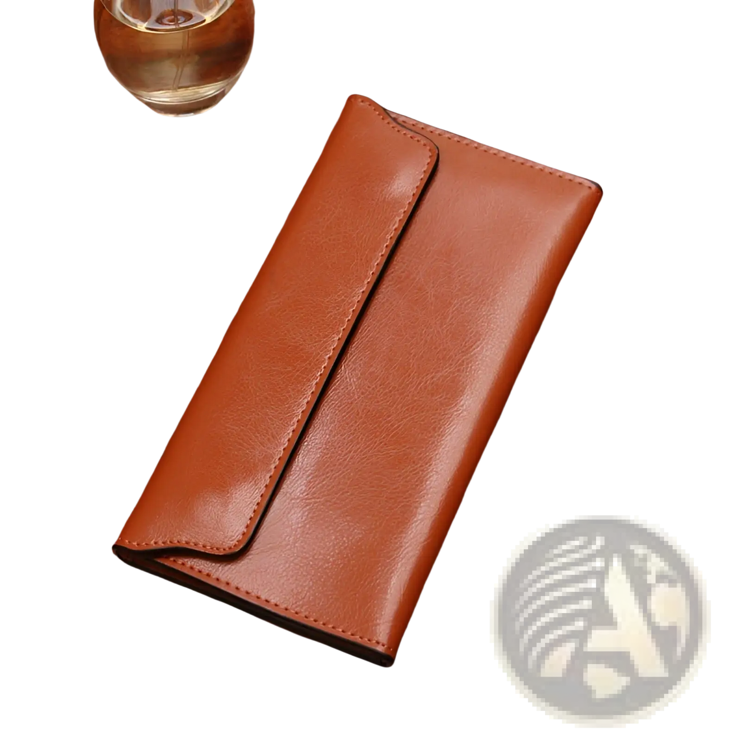 Retro Slim Cowhide Leather Flap Wallet with Contrast Stitching