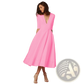 Retro v Neck 60s Swing Midi Dress with Pockets
