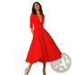 Retro v Neck 60s Swing Midi Dress with Pockets