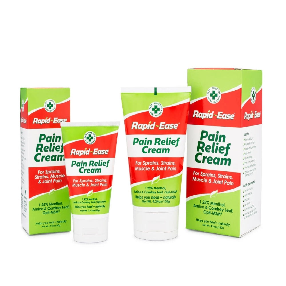 Creme para alívio da dor Rapid-Ease - Para entorses, distensões e dores musculares e nas 7 articulações - Mentol, arnica e folhas de confrei