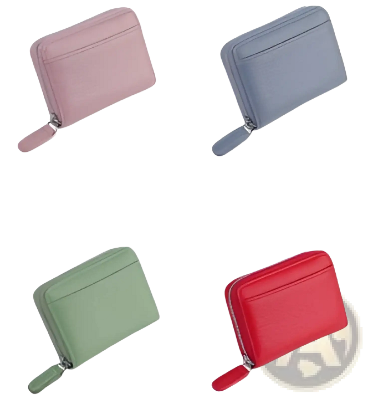 Rfid Leather Card Wallet with Zipper Coin Pocket Sage Green