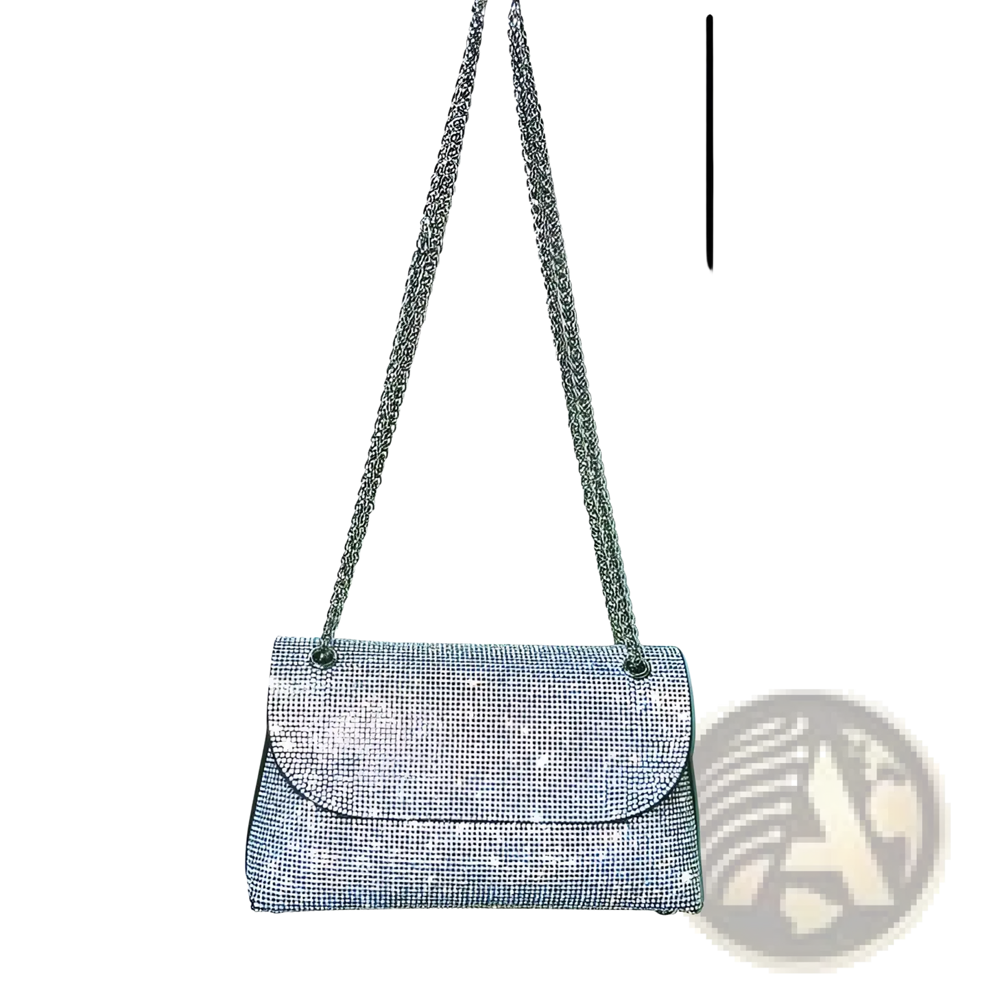 Rhinestone Clutch Bag with Silver Chain Strap