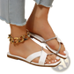 Rhinestone Flat Sandals White Satin Square Toe Shoes