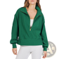 Ribbed Half Zip Pullover Sweatshirt with Gold Accents
