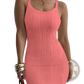 Ribbed Knit Square Neck Sleeveless Midi Dress