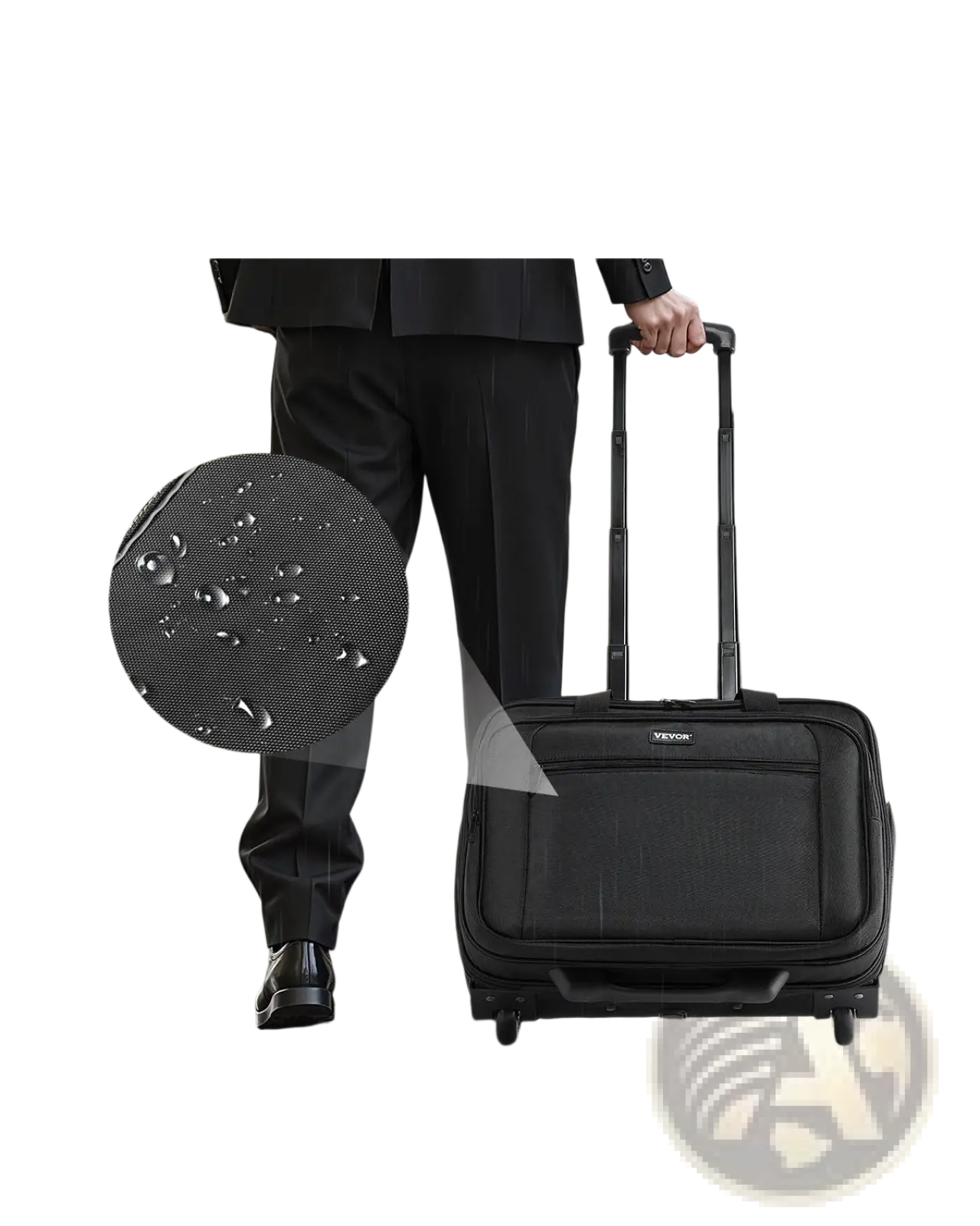 Rolling Laptop Bag 15.6 Inch Wheeled Briefcase Black
