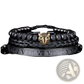 Roman Numeral Leopard Head Braided Leather Bracelet Set