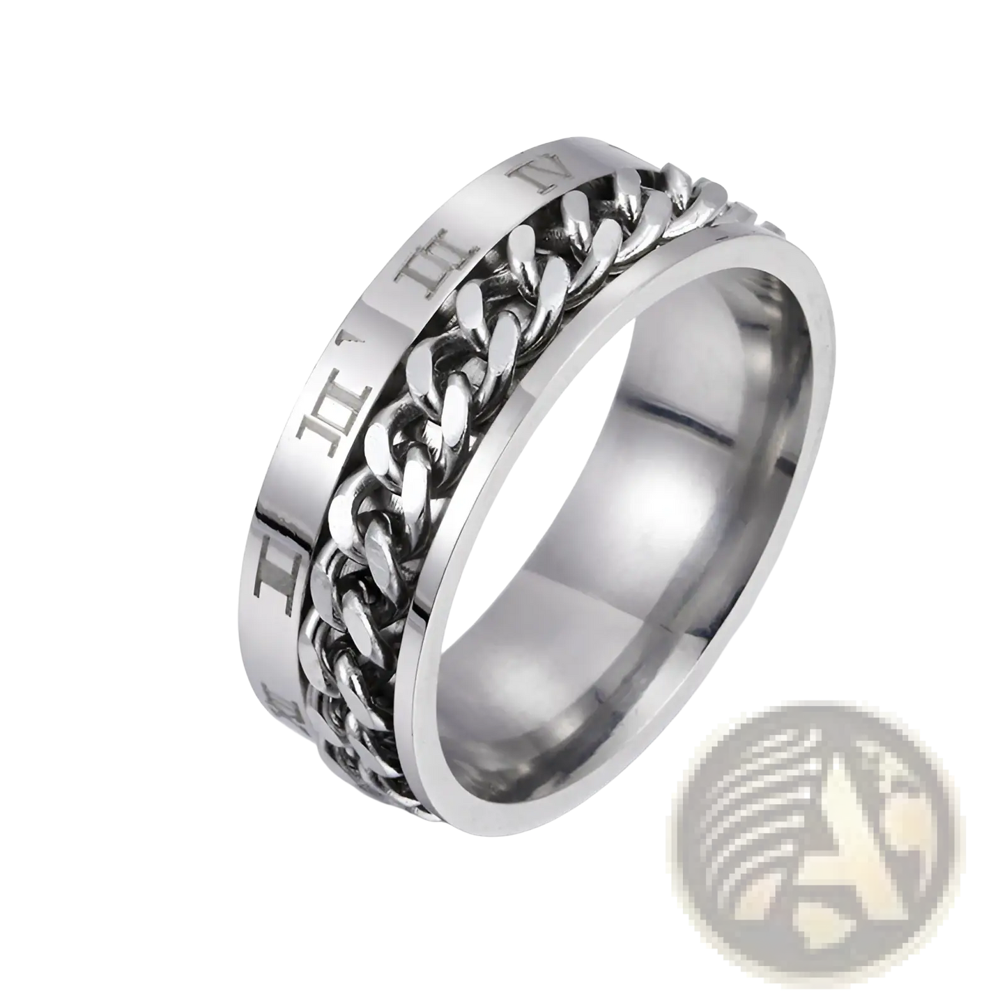 Roman Numeral Spinner Chain Ring with Bottle Opener